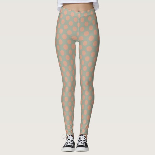 Stijlvolle, roze groene pooldot leggings (Voorkant)