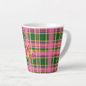 Stijlvolle roze & groene ruit Monogram Latte Mok (Rechterhoek)