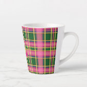 Stijlvolle roze & groene ruit Monogram Latte Mok (Rechts)