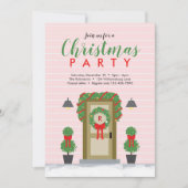 Stijlvolle roze groene uitnodiging voor kerstfeest (Voorkant)