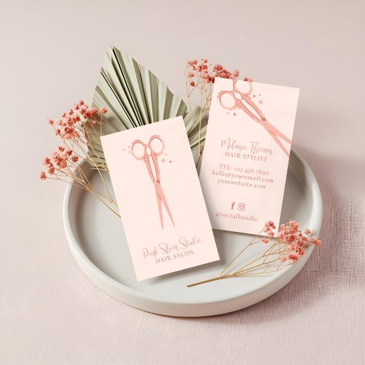 Stijlvolle Roze Haar Salon  Sparkle Schaar Visitekaartje