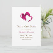 Stijlvolle Roze Harten Trouw Save The Date (Staand voorkant)