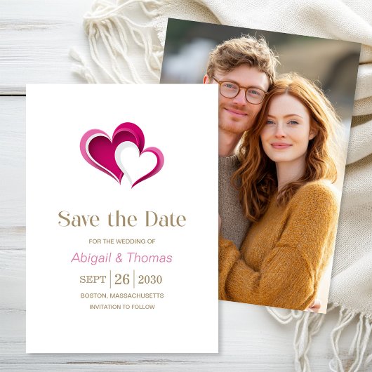 Stijlvolle Roze Harten Trouw Save The Date