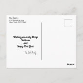 Stijlvolle Roze Kerst Kaart w / Elegante Sneeuwvlo (Achterkant)