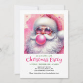 Stijlvolle Roze Kerstman Bubble Gum Grappige Kerst Kaart (Voorkant)