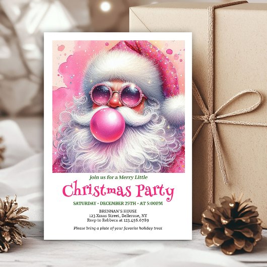 Stijlvolle Roze Kerstman Bubble Gum Grappige Kerst Kaart