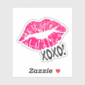 Stijlvolle roze kissy lippen met xoxo sticker (Vel)