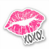 Stijlvolle roze kissy lippen met xoxo sticker (Voorkant)
