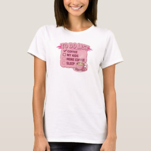 Stijlvolle Roze KOFFIE EERST DAN KINDEREN T-shirt