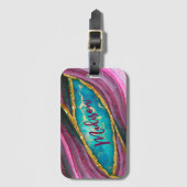 Stijlvolle roze kunstvlek voor goudglitter bagagelabel (Voorkant (verticaal))