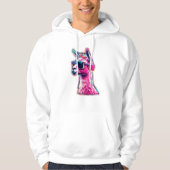 Stijlvolle roze lama | Funky Synthwave Hoodie (Voorkant)