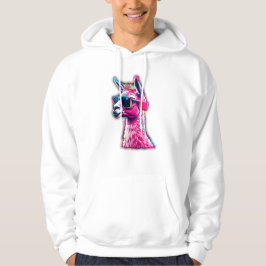 Stijlvolle roze lama | Funky Synthwave Hoodie