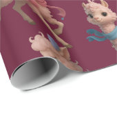 Stijlvolle roze lama's cadeaupapier (Rol Hoek)