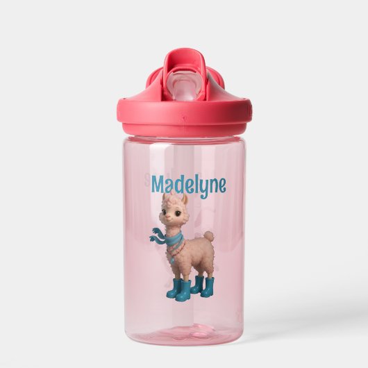 Stijlvolle roze lama's waterfles (Voorkant)