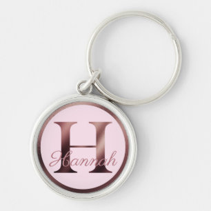 Stijlvolle roze letter H roos gouden metalen monog Sleutelhanger