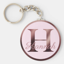 Stijlvolle roze letter H roos gouden metalen monog Sleutelhanger