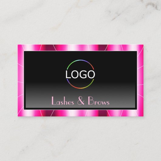 Stijlvolle roze Lijst zwarte gradiënt Modern met L Visitekaartje (Voorkant)