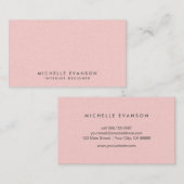 Stijlvolle roze Linen minimalistisch Professional Visitekaartje (Voorkant / Achterkant)