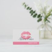Stijlvolle roze lippen glitter make-up artiest visitekaartje (Staand voorkant)