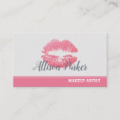 Stijlvolle roze lippen glitter make-up artiest visitekaartje (Voorkant)