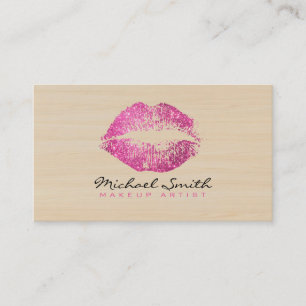 Stijlvolle roze lips maken artistiek modern hout visitekaartje