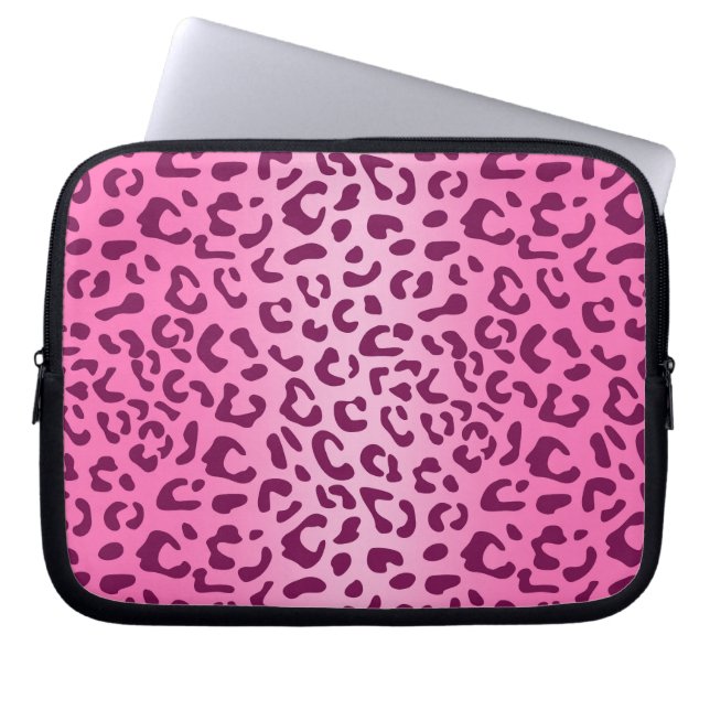 Stijlvolle roze luipaard afdrukken laptop sleeve (Voorkant)