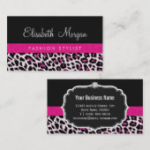 Stijlvolle roze luipaard printplaat Girly Ribbon N Visitekaartje (Voorkant / Achterkant)