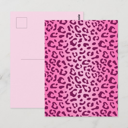Stijlvolle roze luipaardprint briefkaart (Voorkant / Achterkant)