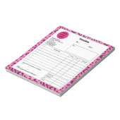 Stijlvolle roze luipaardprint factuur notitieblok (Linkerzijde)