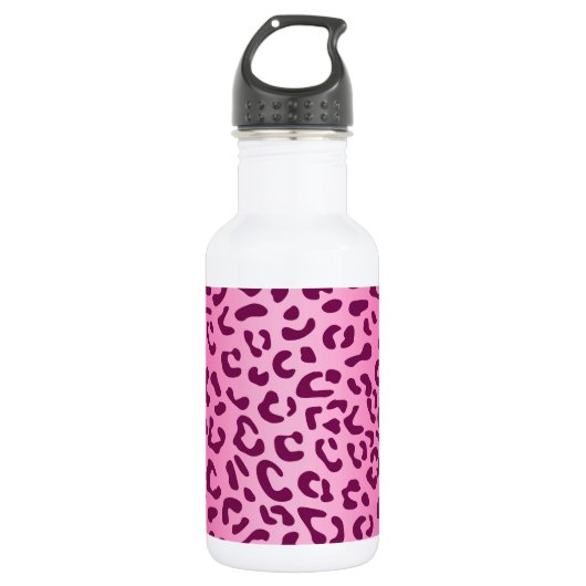Stijlvolle roze luipaardprint waterfles (Voorkant)