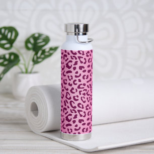 Stijlvolle roze luipaardprint waterfles