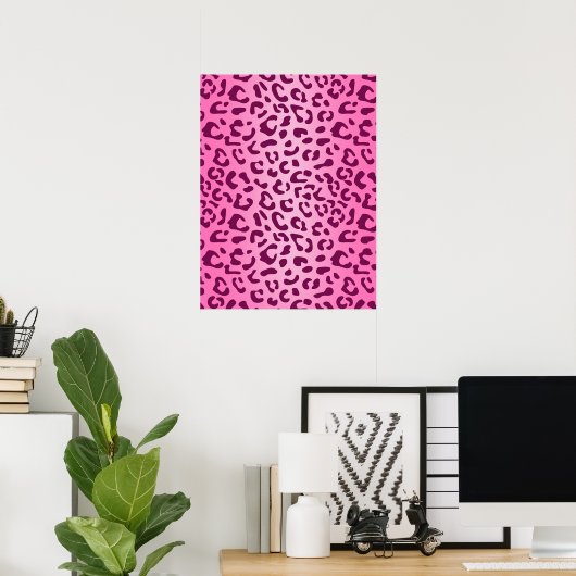 Stijlvolle roze luipaardprintposter poster (Thuiskantoor)