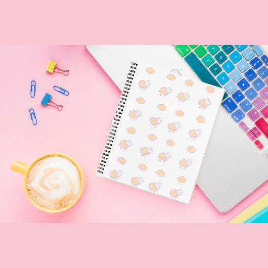 Stijlvolle roze luis met wolkenpatroon notitieboek