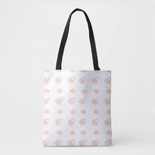 Stijlvolle roze luis met wolkenpatroon tote bag (Voorkant)
