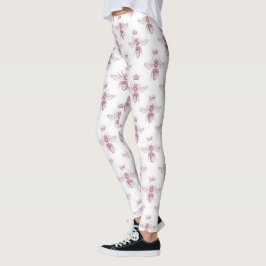 Stijlvolle roze marmer & hommel bijenprint leggings