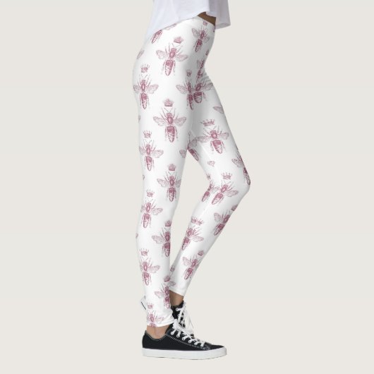 Stijlvolle roze marmer & hommel bijenprint leggings (Rechts)