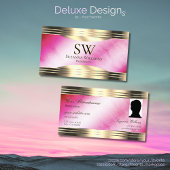 Stijlvolle Roze Marmeren Gouden Grens Monogram en Visitekaartje