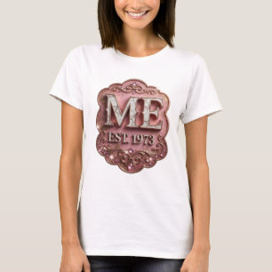 Stijlvolle Roze ME EST 1973 Modern Design T-shirt