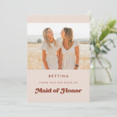 Stijlvolle Roze Meid van eer dank u Fotokaart Kaart (Staand voorkant)