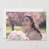 Stijlvolle Roze Mis Quince Dankbaarheid Foto Bedankkaart (Achterkant)