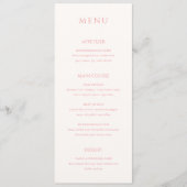 Stijlvolle roze moderne bruiloft menu (Voorkant)