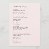 Stijlvolle roze moderne bruiloft programmakaart (Achterkant)