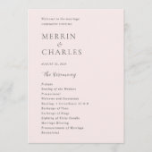 Stijlvolle roze moderne bruiloft programmakaart (Voorkant)