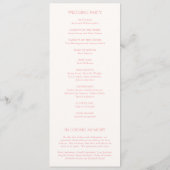 Stijlvolle roze moderne bruiloft programmakaart (Achterkant)