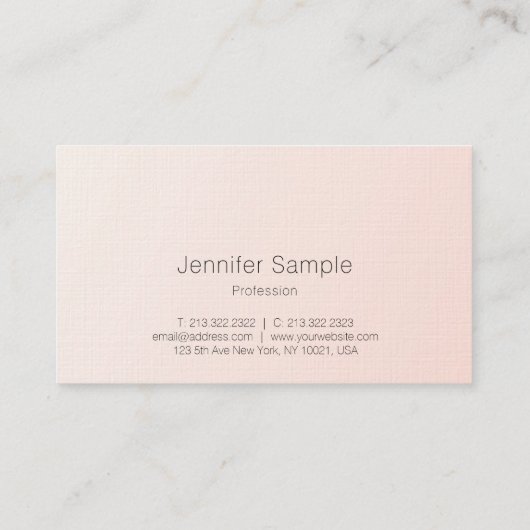Stijlvolle, roze, moderne, minimalistische luxe visitekaartje (Achterkant)
