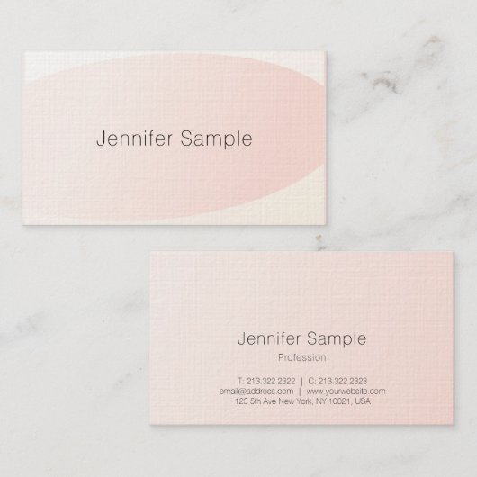 Stijlvolle, roze, moderne, minimalistische luxe visitekaartje (Voorkant / Achterkant)