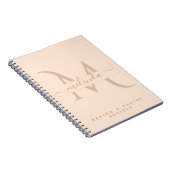 Stijlvolle Roze Monogram Aangepaste Tekst Vrouweli Notitieboek (Rechterzijde)