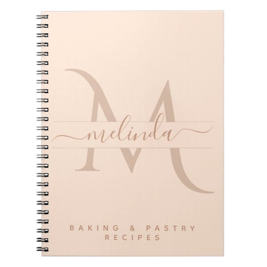 Stijlvolle Roze Monogram Aangepaste Tekst Vrouweli Notitieboek (Voorkant)