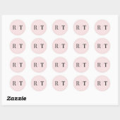 Stijlvolle roze monogram bruiloft ronde sticker (Vel)