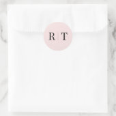 Stijlvolle roze monogram bruiloft ronde sticker (Tas)